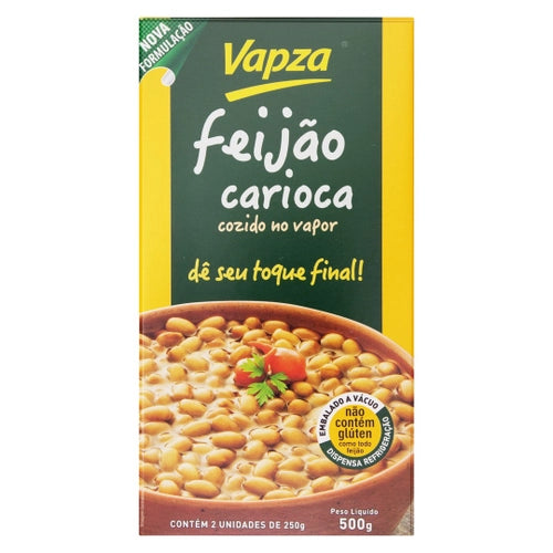 Feijão Carioca Cozido a Vapor VAPZA Caixa 500g