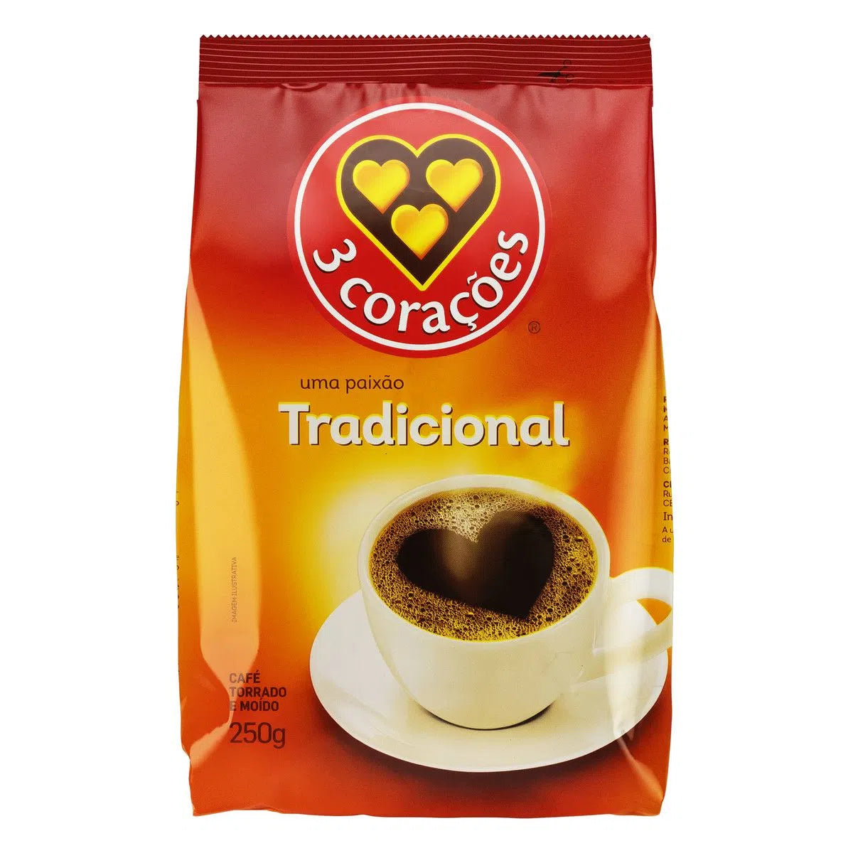 Café Torrado e Moído 3 Corações Tradicional - Pacote 250g