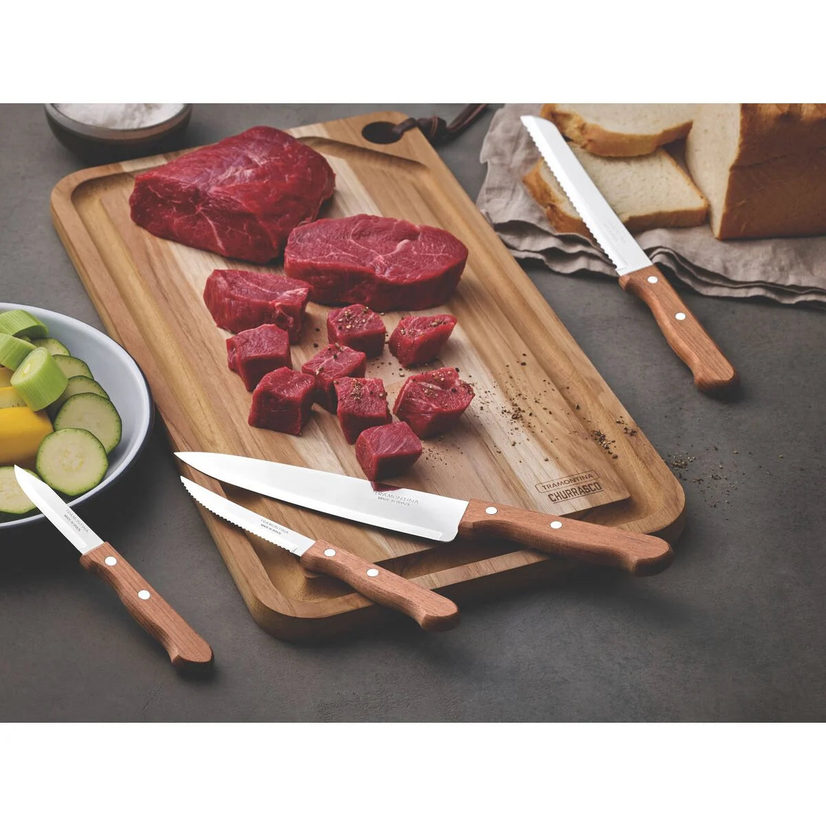 Jogo De Facas 4 Peças Tramontina - Knives Set 4 Pieces Tramontina - Brazuka Meat